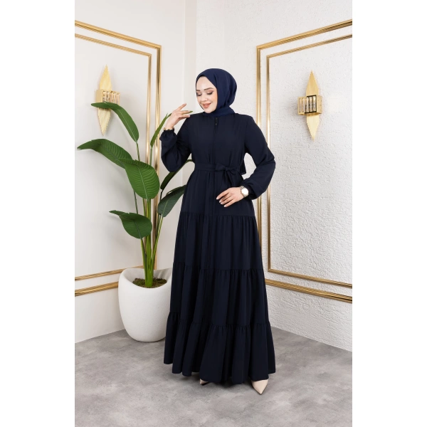 Medine İpeği 3 Kat Büzgülü Feracce