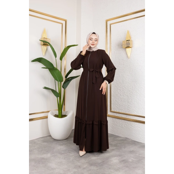 Medine İpeği Fırfır Detaylı Feracce