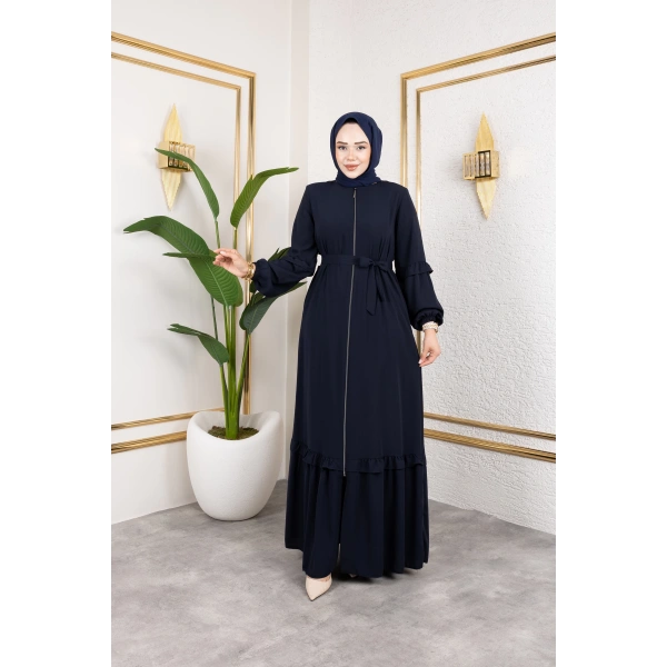 Medine İpeği Fırfır Detaylı Feracce