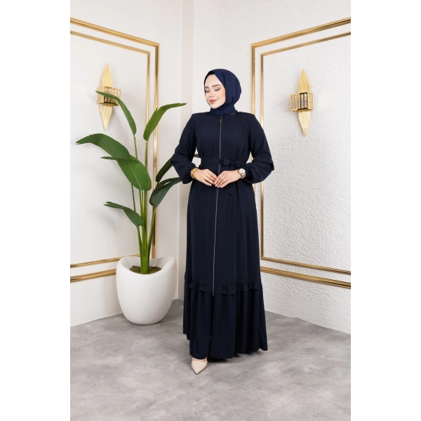 Medine İpeği Fırfır Detaylı Feracce