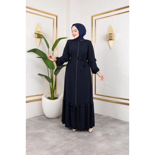 Medine İpeği Fırfır Detaylı Feracce