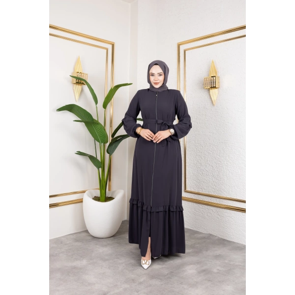 Medine İpeği Fırfır Detaylı Feracce