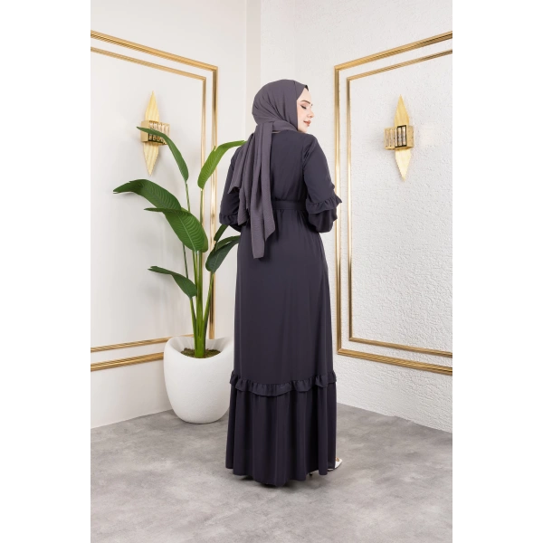 Medine İpeği Fırfır Detaylı Feracce