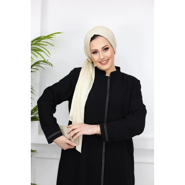 Şerit Detaylı Battal Beden Hüsna Feracce