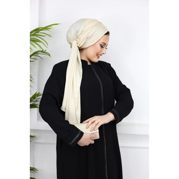 Şerit Detaylı Battal Beden Hüsna Feracce