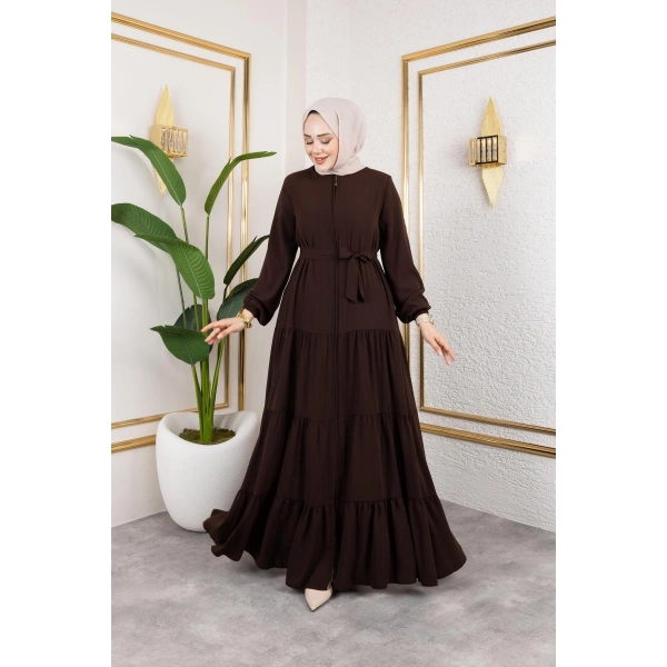 Medine İpeği 3 Kat Büzgülü Feracce