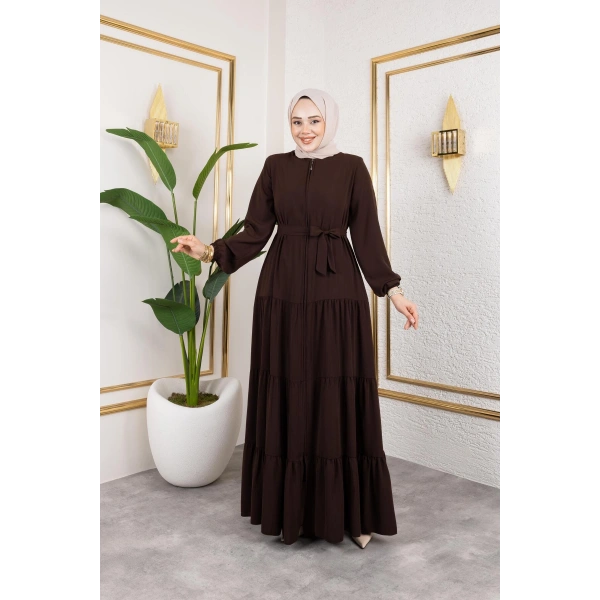 Medine İpeği 3 Kat Büzgülü Feracce