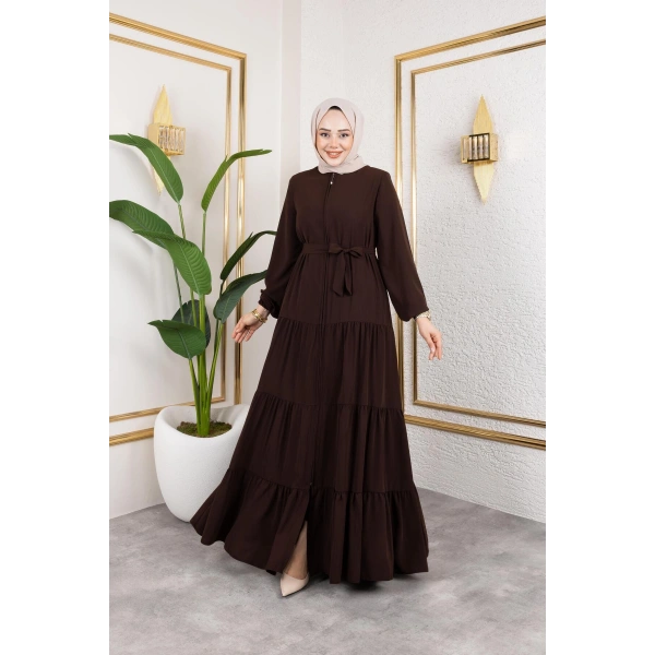 Medine İpeği 3 Kat Büzgülü Feracce