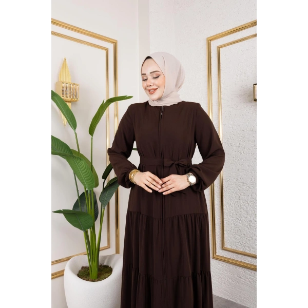 Medine İpeği 3 Kat Büzgülü Feracce