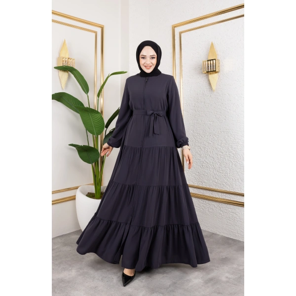 Medine İpeği 3 Kat Büzgülü Feracce