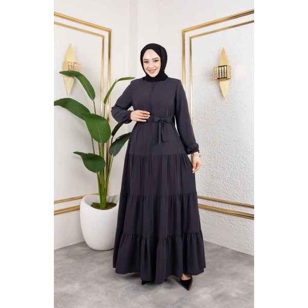 Medine İpeği 3 Kat Büzgülü Feracce