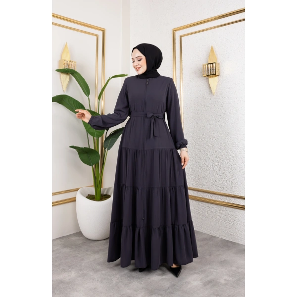 Medine İpeği 3 Kat Büzgülü Feracce