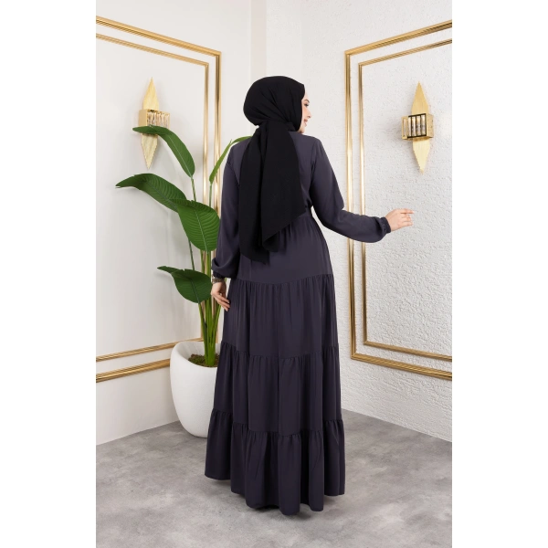 Medine İpeği 3 Kat Büzgülü Feracce