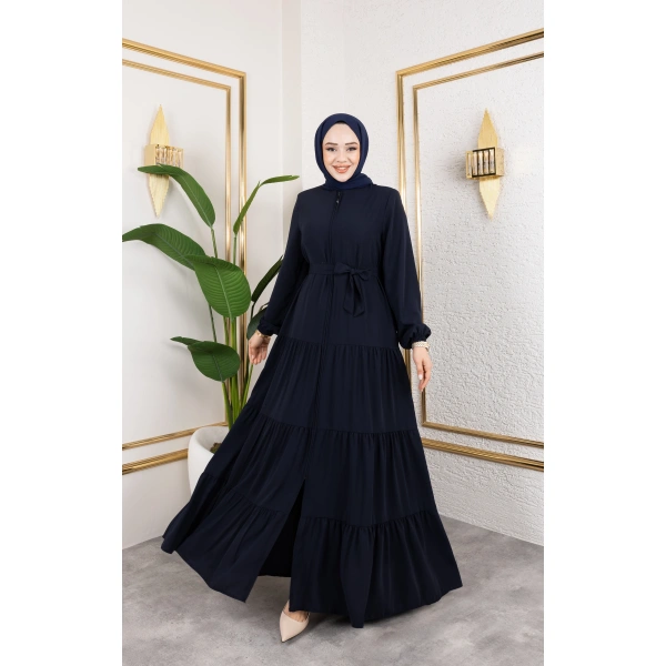 Medine İpeği 3 Kat Büzgülü Feracce