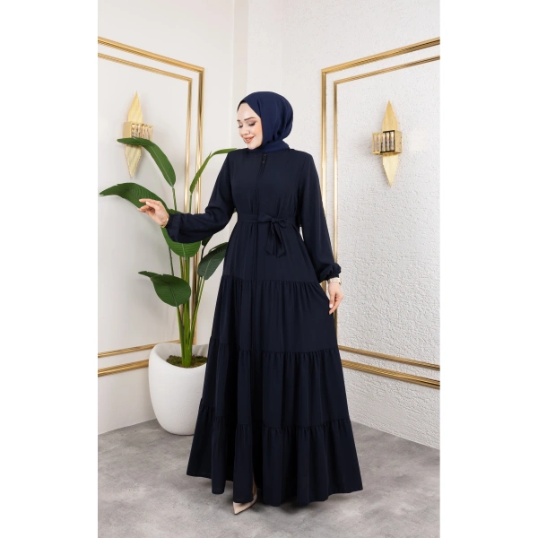 Medine İpeği 3 Kat Büzgülü Feracce