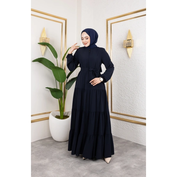 Medine İpeği 3 Kat Büzgülü Feracce