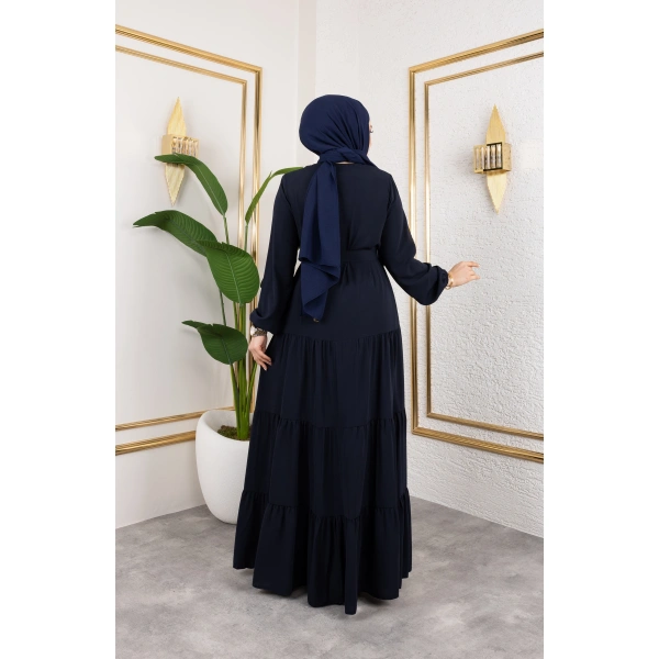 Medine İpeği 3 Kat Büzgülü Feracce