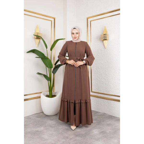 Medine İpeği Fırfır Detaylı Feracce