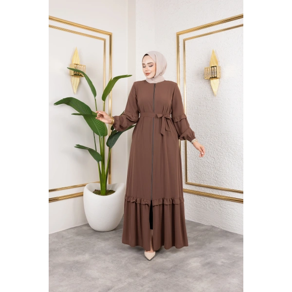 Medine İpeği Fırfır Detaylı Feracce