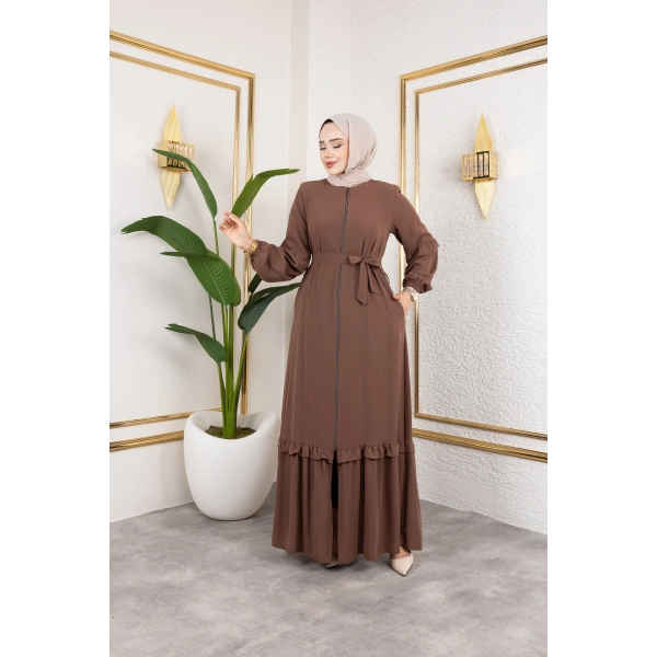 Medine İpeği Fırfır Detaylı Feracce