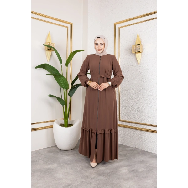 Medine İpeği Fırfır Detaylı Feracce