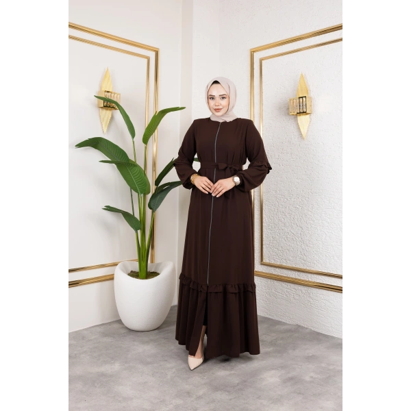 Medine İpeği Fırfır Detaylı Feracce