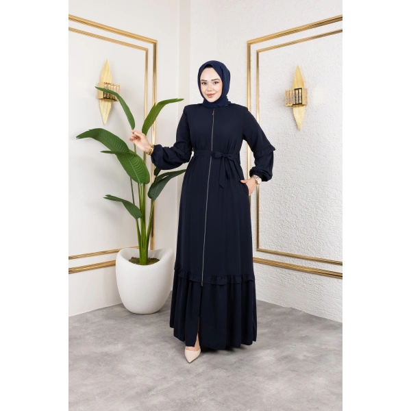 Medine İpeği Fırfır Detaylı Feracce