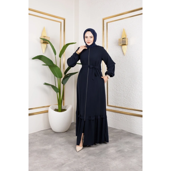 Medine İpeği Fırfır Detaylı Feracce