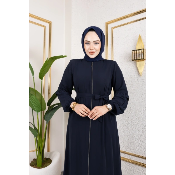 Medine İpeği Fırfır Detaylı Feracce