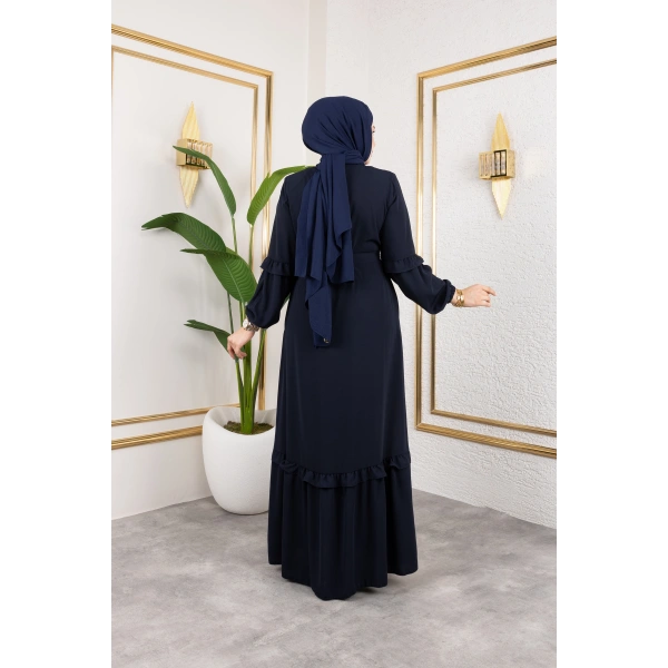 Medine İpeği Fırfır Detaylı Feracce