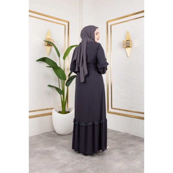 Medine İpeği Fırfır Detaylı Feracce