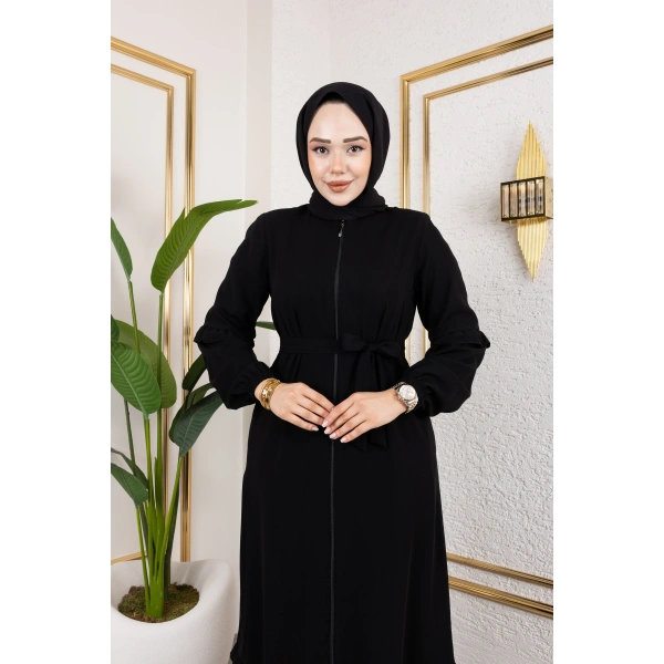 Medine İpeği Fırfır Detaylı Feracce