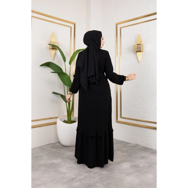 Medine İpeği Fırfır Detaylı Feracce