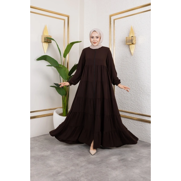 Medine İpeği 5 Kat Büzgülü Mevlana Feracce