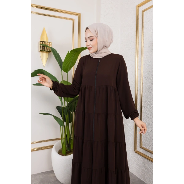 Medine İpeği 5 Kat Büzgülü Mevlana Feracce