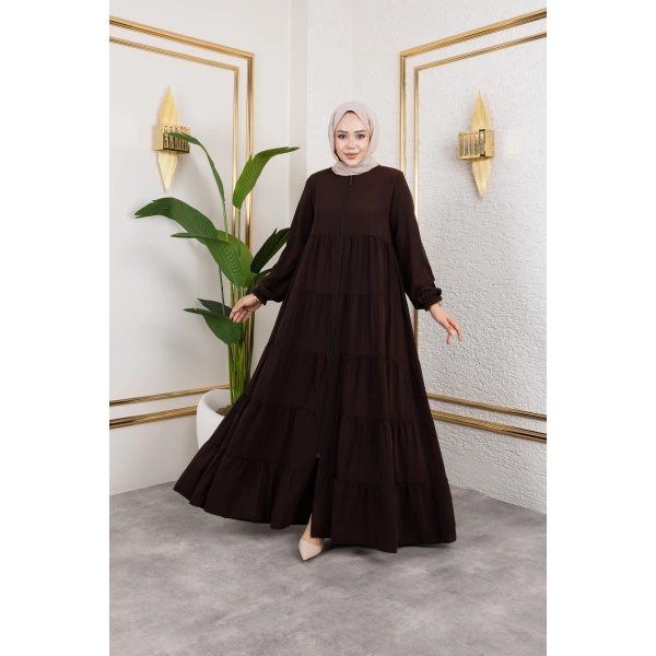 Medine İpeği 5 Kat Büzgülü Mevlana Feracce