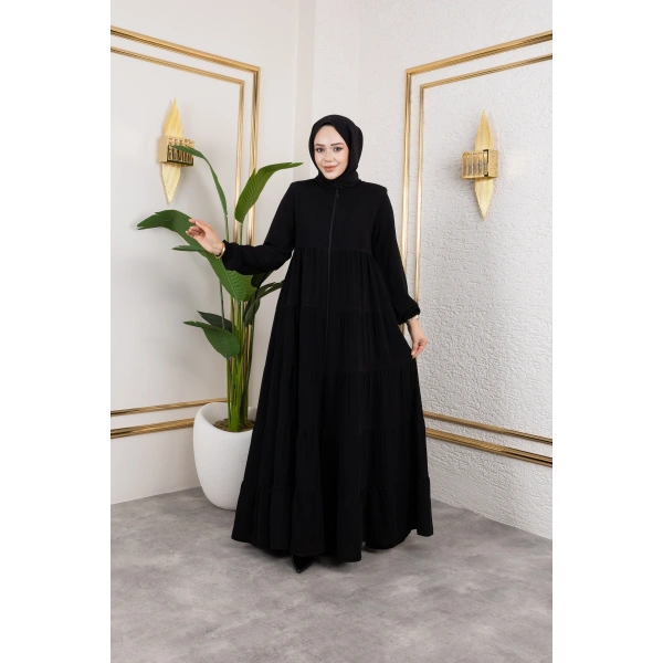 Medine İpeği 5 Kat Büzgülü Mevlana Feracce