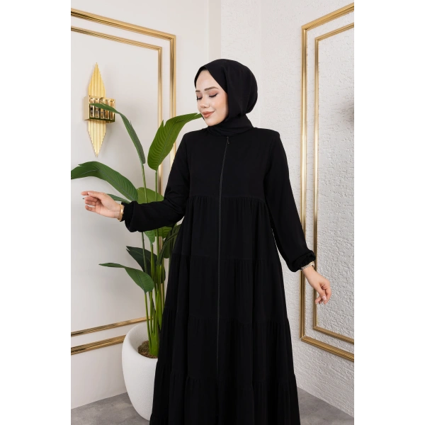 Medine İpeği 5 Kat Büzgülü Mevlana Feracce