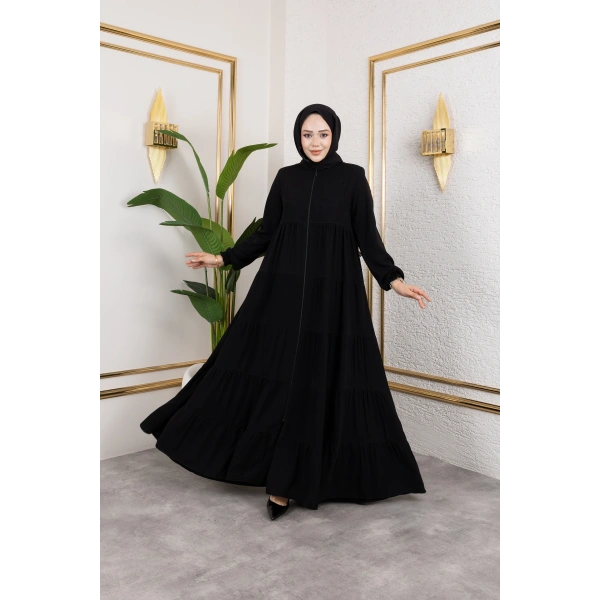 Medine İpeği 5 Kat Büzgülü Mevlana Feracce