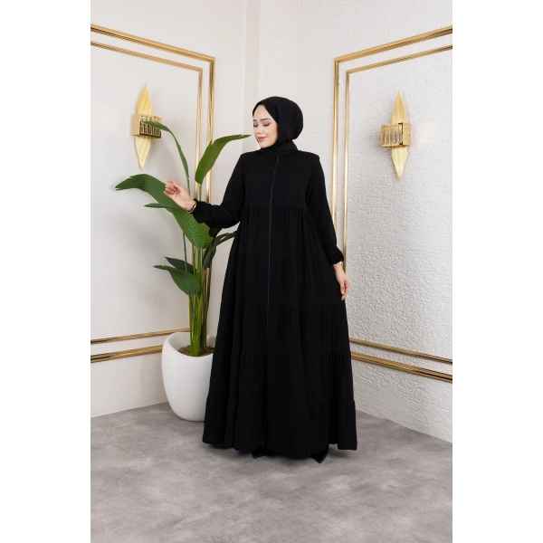 Medine İpeği 5 Kat Büzgülü Mevlana Feracce