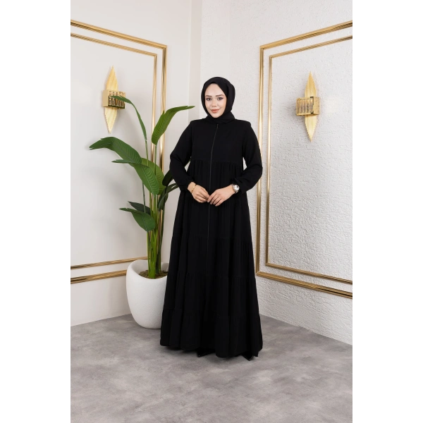 Medine İpeği 5 Kat Büzgülü Mevlana Feracce