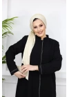 Şerit Detaylı Battal Beden Hüsna Feracce