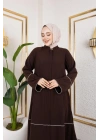 Medine İpeği Biyeli Ahsen Feracce (Acı Kahve)