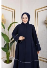 Medine İpeği Biyeli Ahsen Feracce (Lacivert)