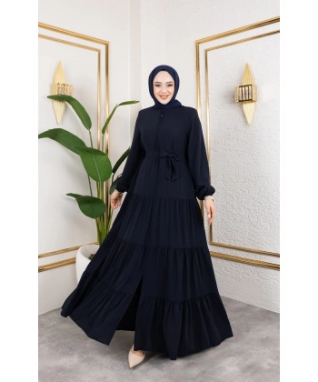 Medine İpeği 3 Kat Büzgülü Feracce