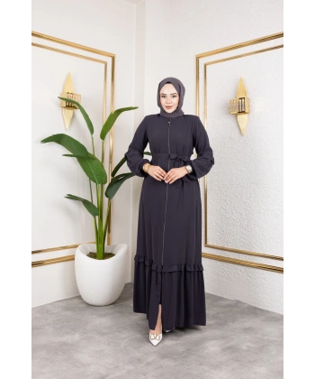 Medine İpeği Fırfır Detaylı Feracce