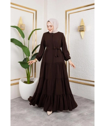 Medine İpeği 3 Kat Büzgülü Feracce