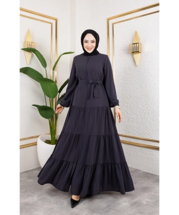 Medine İpeği 3 Kat Büzgülü Feracce