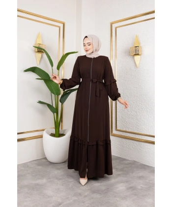 Medine İpeği Fırfır Detaylı Feracce