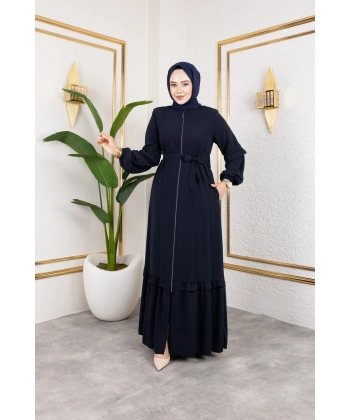 Medine İpeği Fırfır Detaylı Feracce